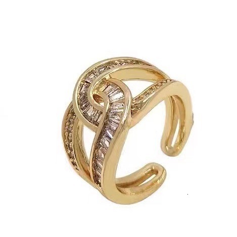 Free Shipping 2025 New Designer Jewelry Inlaid Diamond Double C Open Ring Elegant Sparkling Zircon Index Finger Ring Fashion Versatile High-end Sense 
