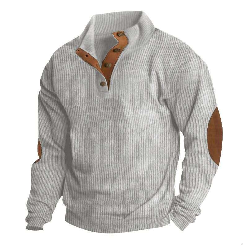 2025 Hot Selling Spring And Autumn European Size Men's 5Xl Casual Standing Neck Long Sleeve Pit Corduroy Sweater