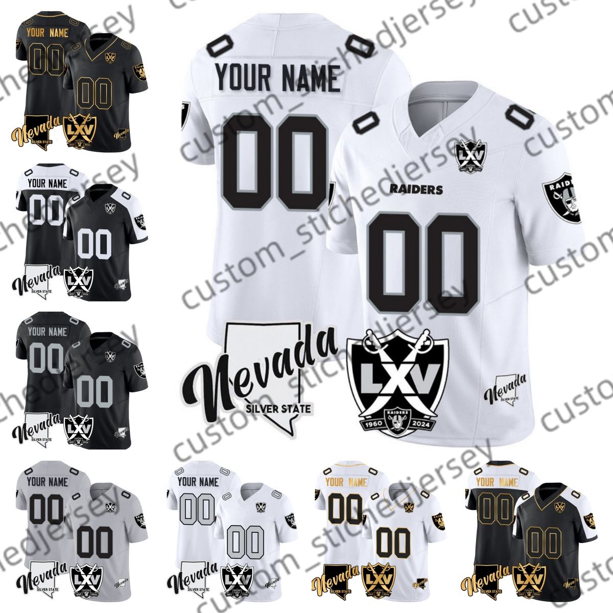 2025 New 2 Ashton Jeanty Raiderss 35 Collier 98 Crosby 13 Dorsett Football Jersey 44 Eichenberg 95 Fotu 53 Gainer 71 Glaze 60 Grant youth football jersey