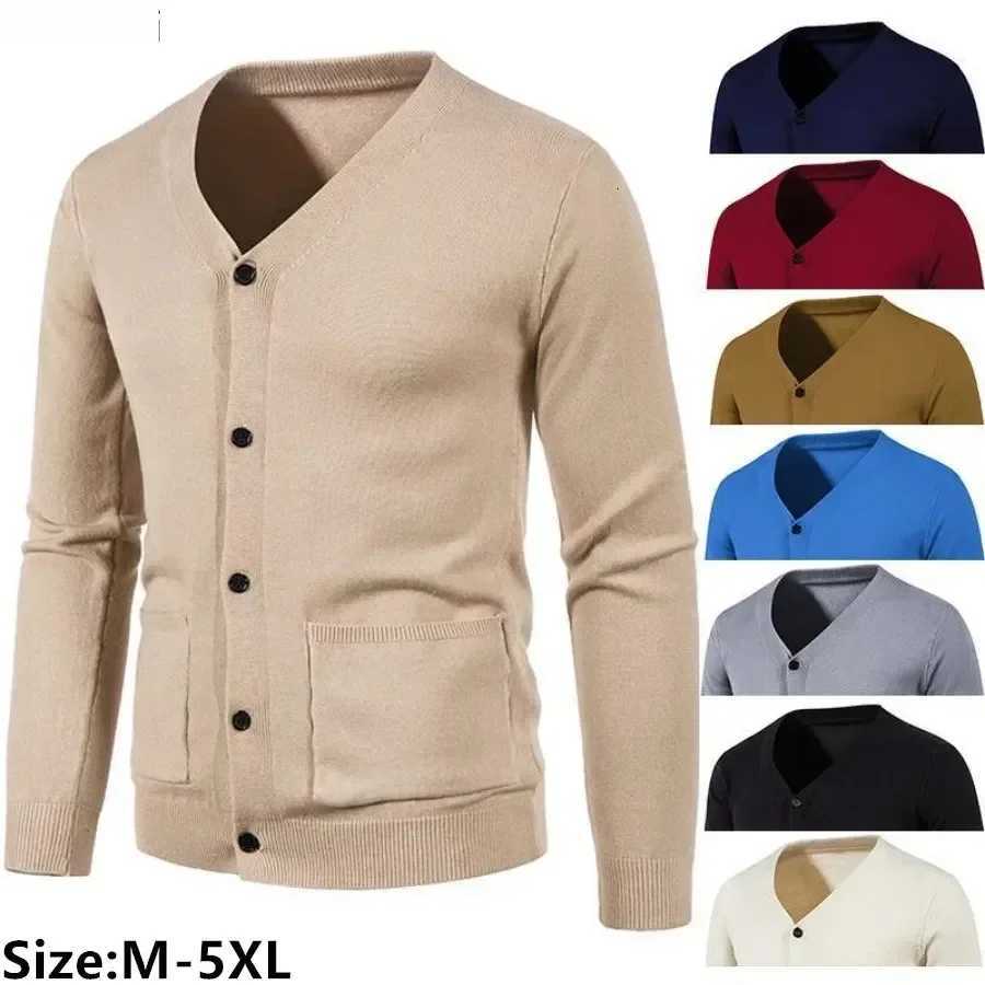 Spring Autumn Cardigan New Mens V-neck Knit Sweater Coats Man Solid Casual Sweater Cardigan Jacket Slim Knitwear Tops Male XJ250805
