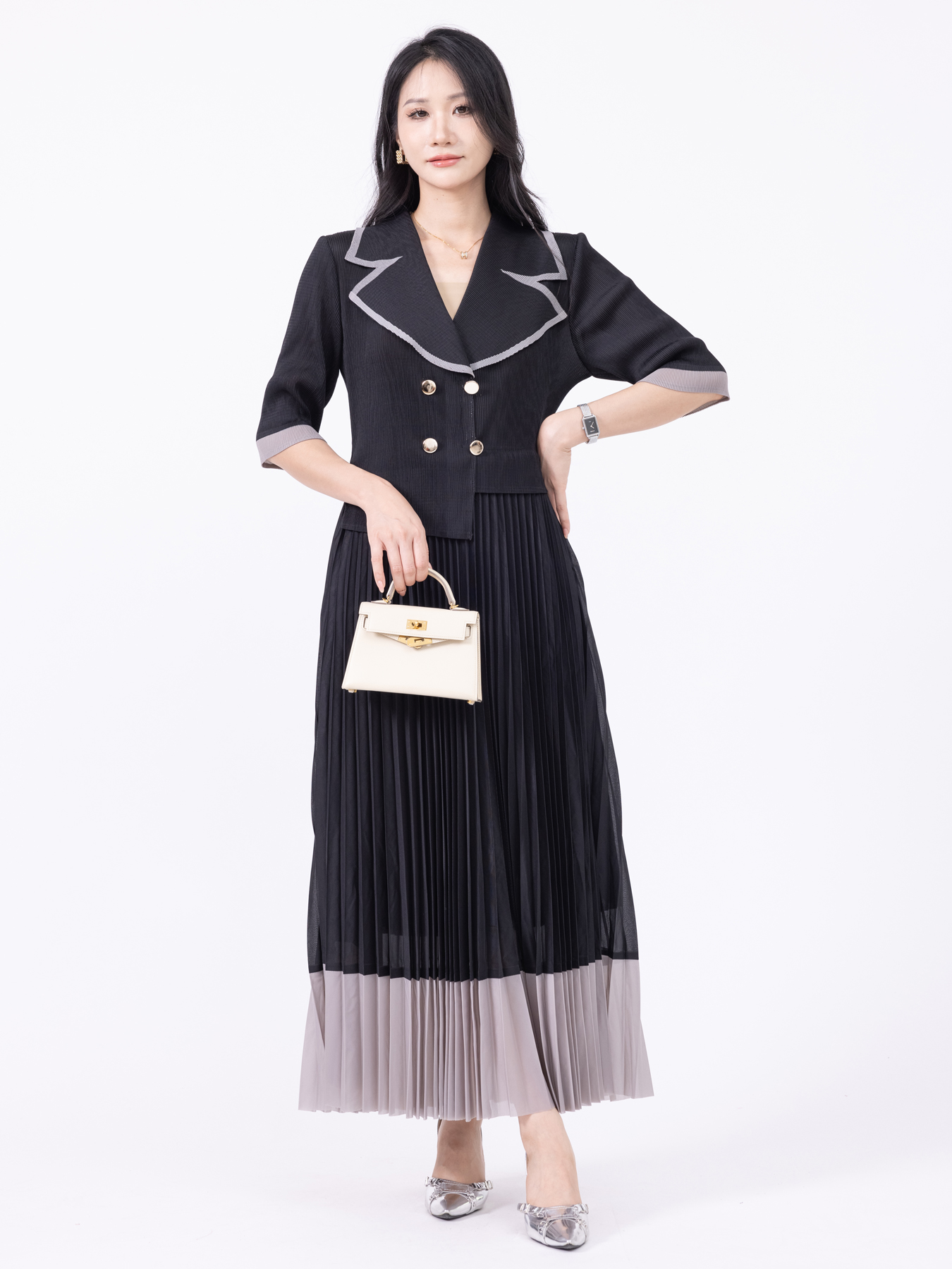 Dresses Basic & Casual Dresses Two fake dresses in contrasting colors H250323