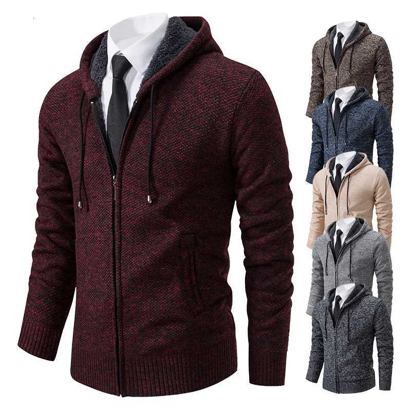 Mens Autumn Winter Sweater Hoodies Fleece Cardigan Zip Jacket Knitting Cardigans Fashion Casual Slim Fit Korean Mens Top Clothes XJ250805