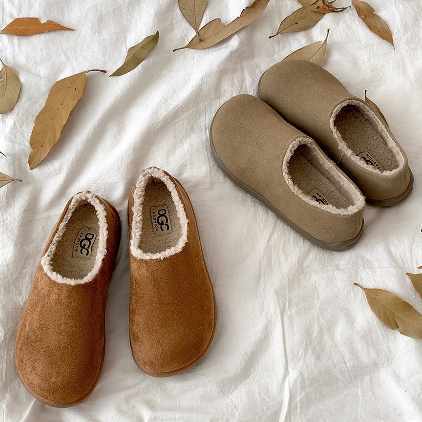 Ladies Vintage Fleece Lined Thickened Flat Sole Cotton Shoes 2025s Autumn Winter New Style Warm Round Toe Soft Sole shoes Free Shipping Chestnu