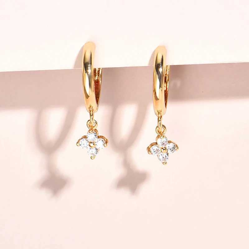 Simple Gold Color Stainless Steel Floral Sweet Earrings Temperament Simple Inlaid Zircon for Women Wedding Jewelry Accessories Y250804