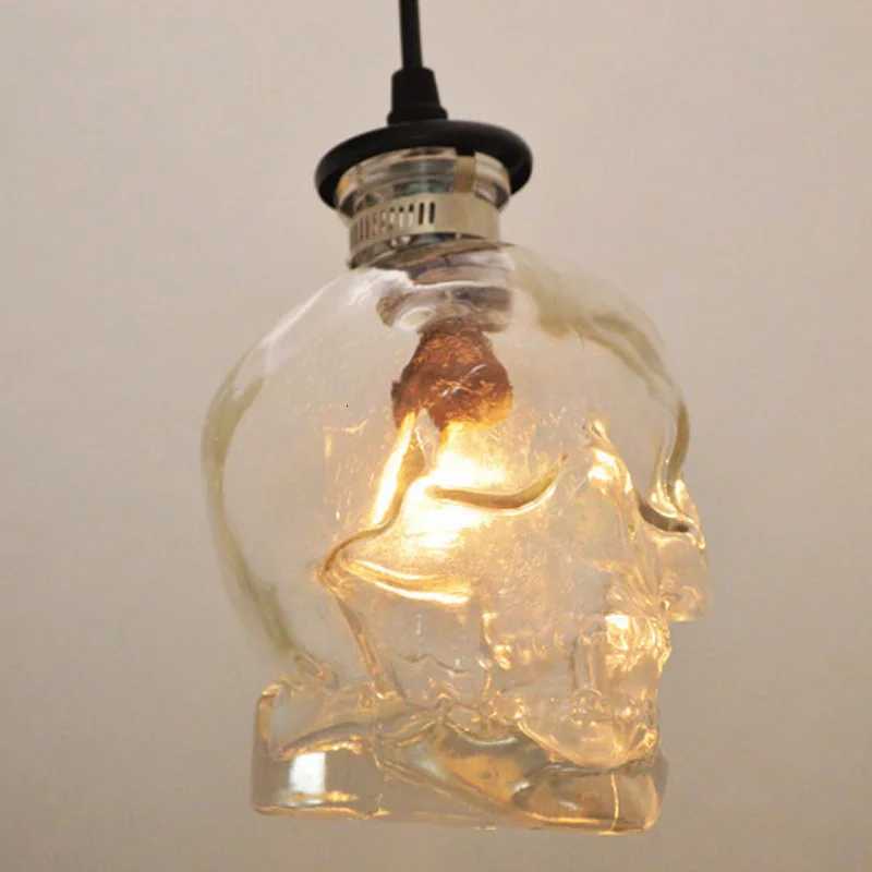 Vintage Skull Head LED Clear Glass Pendant Light Indoor G9 Edison Lamp Bedroom Living Room Holiday Halloween Decor Hanging LampXJ250804