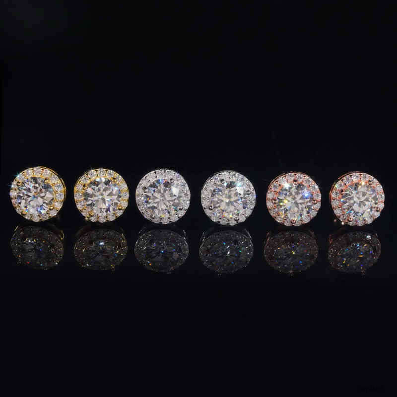 6.5mm Stone Hip Hop Iced Out Jewelry VVS Moissanite Ear Studs Sterling Sier Dia Stud Earring for Women