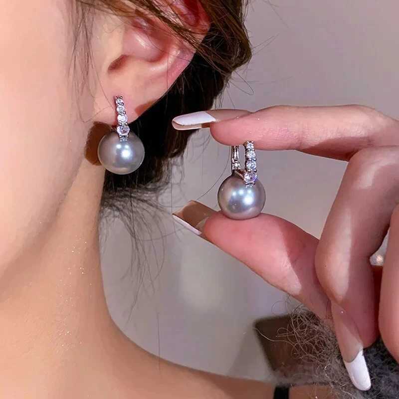 New Trend Pearl Pendant Micro-paved Zircon Silver Color Earrings for Women Light Luxury Temperament Girls Party Jewelry Gift Y250804