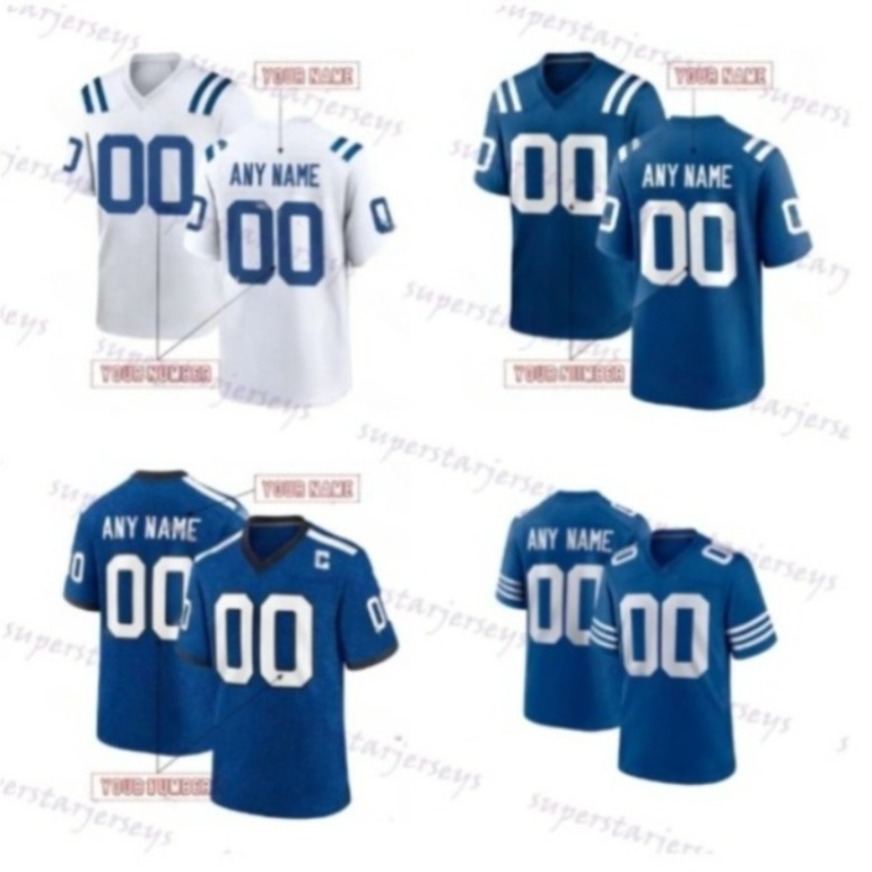 Custom Football Jersey Ryan2 Wentz Manning18 Taylor28 Richardson Sr. James32 Gay Thomas Nelson56 Latu Pittman Jr. Dulin Brown Personalized Stitched Name Number 222