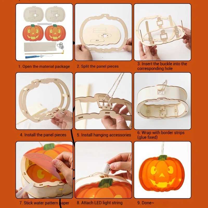 Pumpkin Lantern Halloween Decoration 2025 DIY Material Package Chinese Lantern Ornament Ghost Lanterns Accessories XJ250804