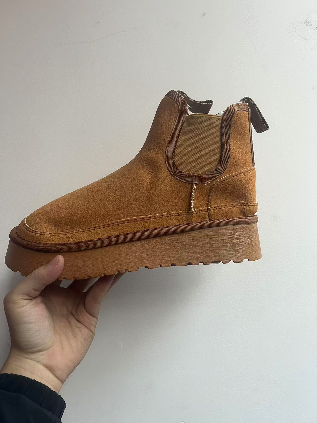 Women's snow boots new thick - soled fleece - lined thickened short - tube height - increasing cotton shoes chimney - style boots for winter new