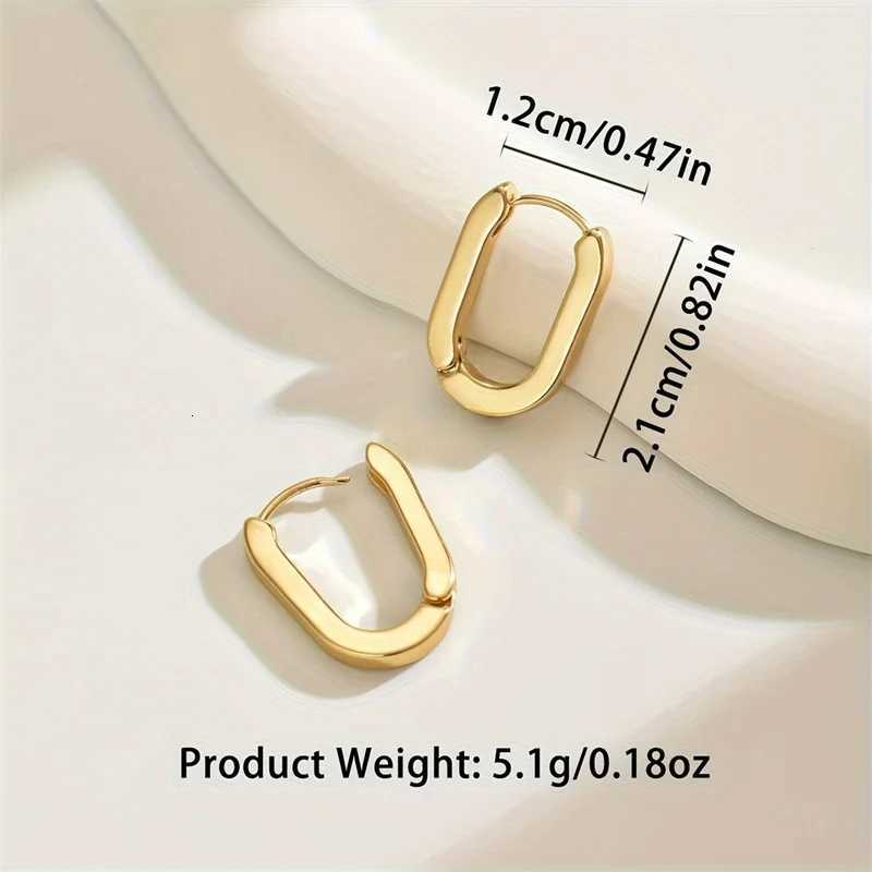 New Gold Color Square Hoop Earrings for Women Men Stainless Steel Minimalist Punk Unisex Rock Earring Piercing Jewelry Gifts Y250804