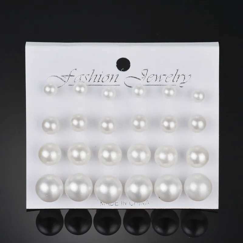 12 pairs/set Female Pearl Earrings Set For Women Bohemian Geometric Stud Earrings for Women Fashion Jewelry Gifts Y250804