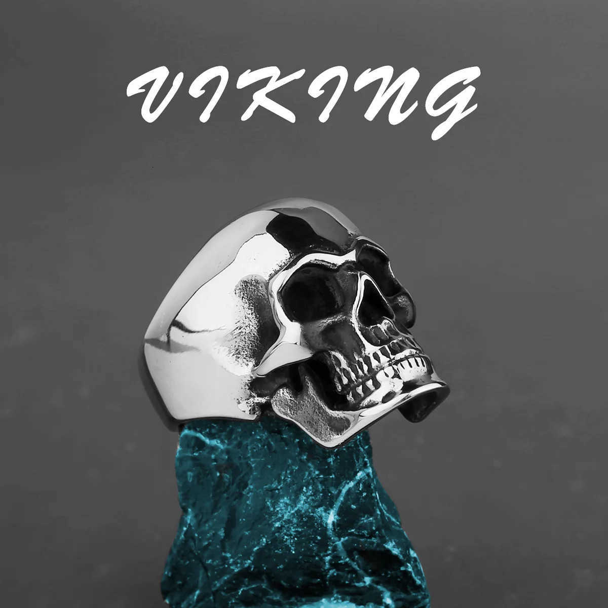 316L Stainless Steel Skull Ring for Men Finger Jewelry Punk Goth Accessories Size 8-14 U250805