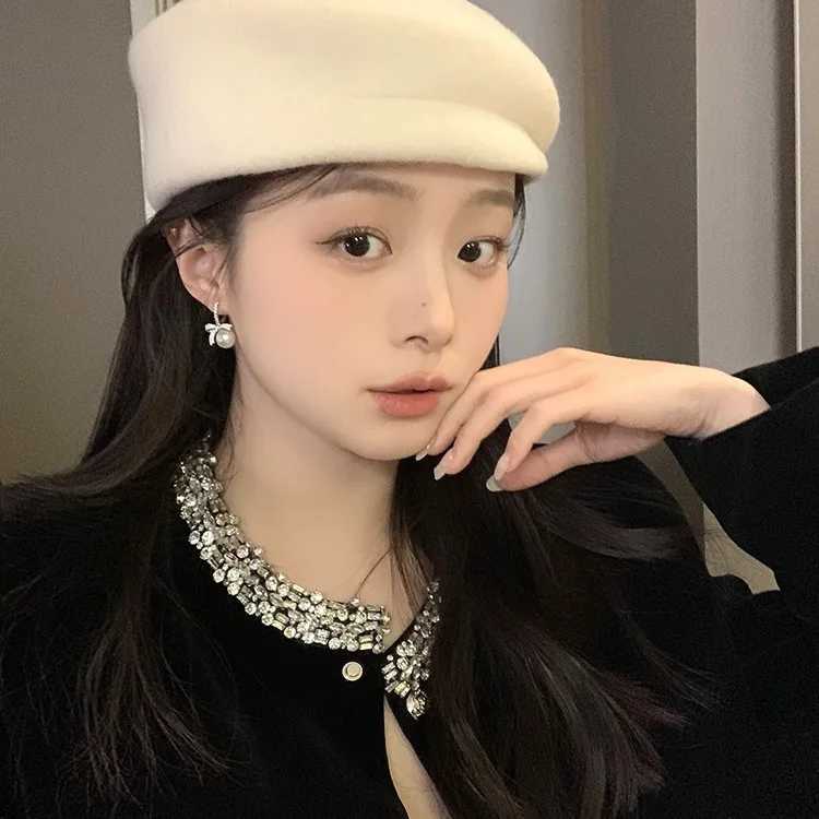 925 Sterling Silver Needle Zircon Pearl Bowknot Hoop Earrings for Women Cute Fashion Jewelry Minimalist Accessories Y250804