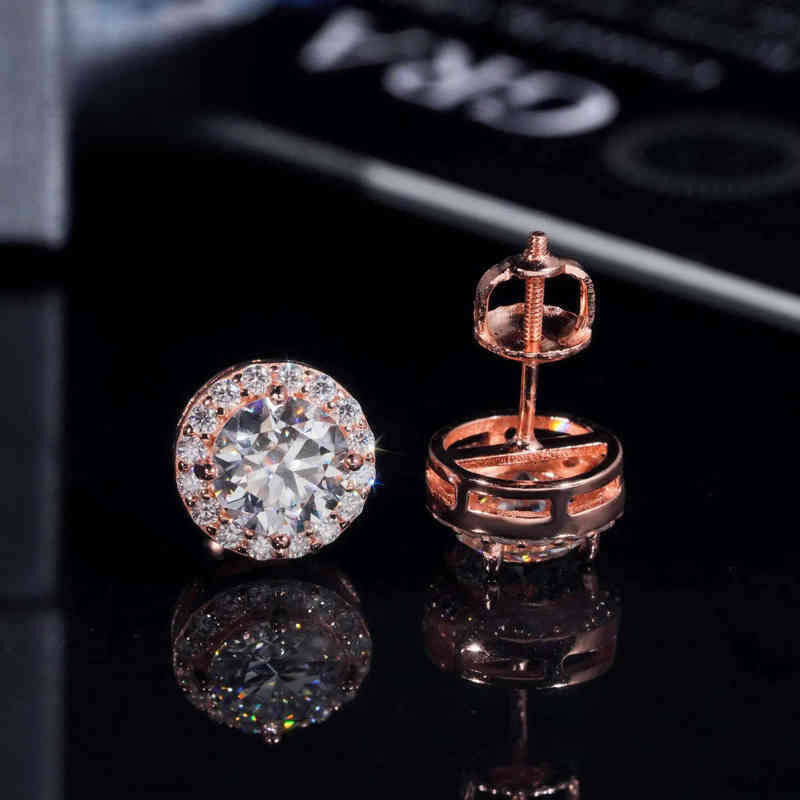 6.5mm Stone Hip Hop Iced Out Jewelry VVS Moissanite Ear Studs Sterling Sier Dia Stud Earring for Women