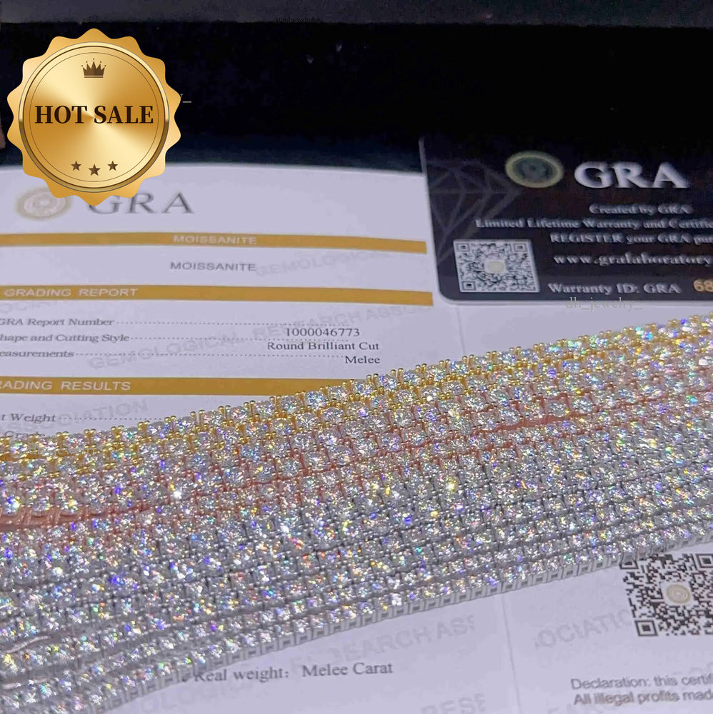 5mm Hip Hop Necklace Sier vvs moissanite tennis chain women mens necklace pass dia tester Chain