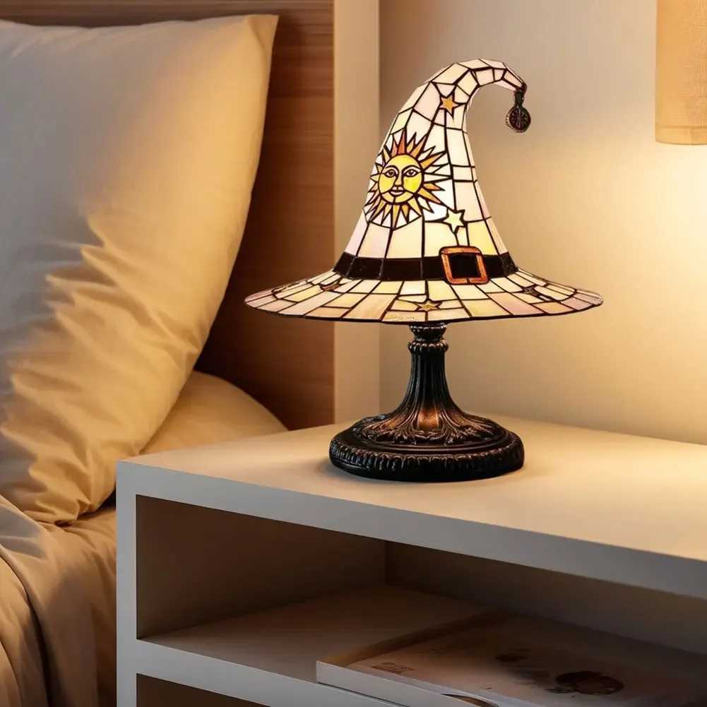 Stained Glass Witch Hat Lamp LED Creative Table Lamp USB Powered Night Light for Living Room Home Bedroom Decoration XJ250804