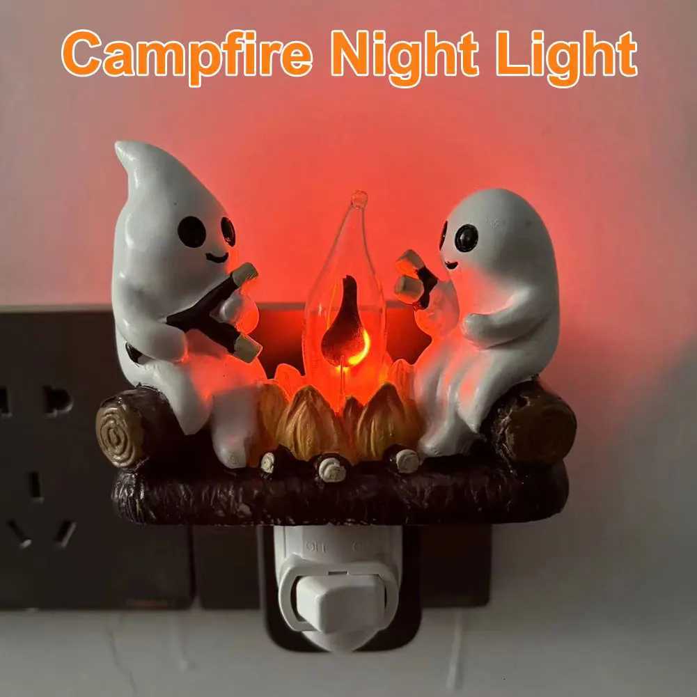 Ghost Campfire Flickering Nightlight Faux Campfire Night Light Ghost Campfire Flickering Plug-in Night Light Halloween Gifts XJ250804