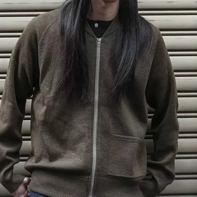 Rugged Bronson WWII USAAF C-2 Flying Sweater Mens Plain Raglan-Sleeve Woolen Cardigan XJ250805