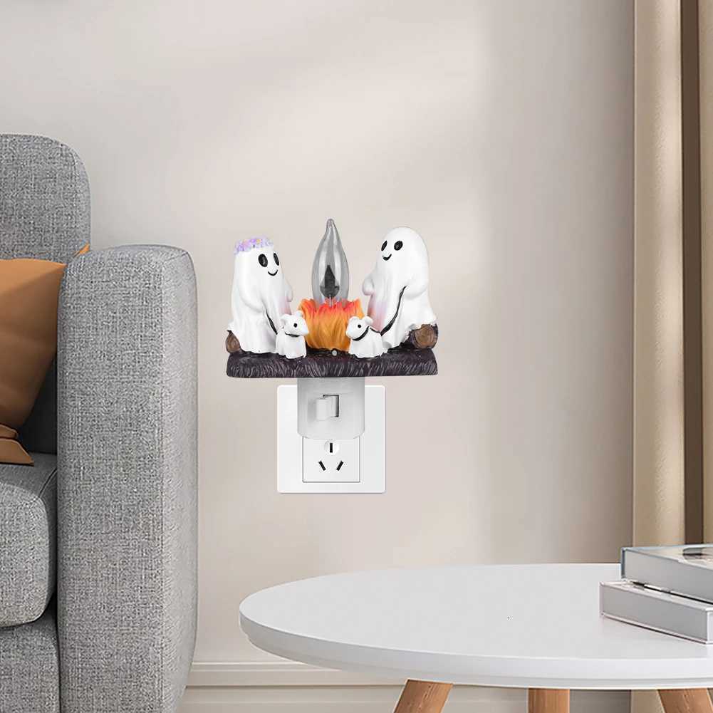 Ghost Campfire Flickering 3D LED Night Light Cute Spooky Lights Candles Resin Ghost Halloween Night Light Funny Halloween Decor XJ250804