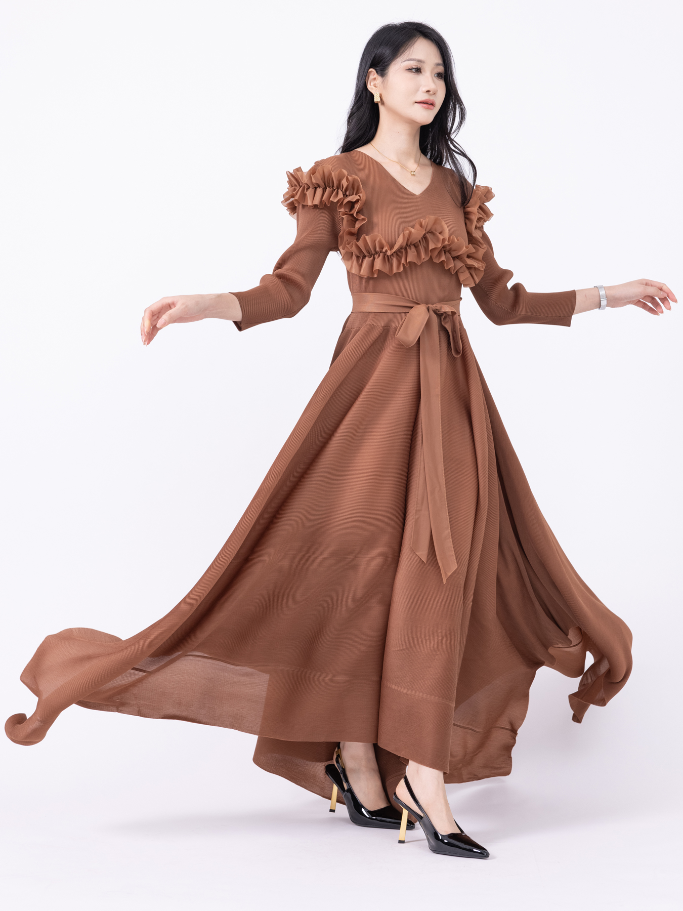 Women's Dresses Basic Twin Tone Fabric Casual Dresses for Everyday Style ZR007