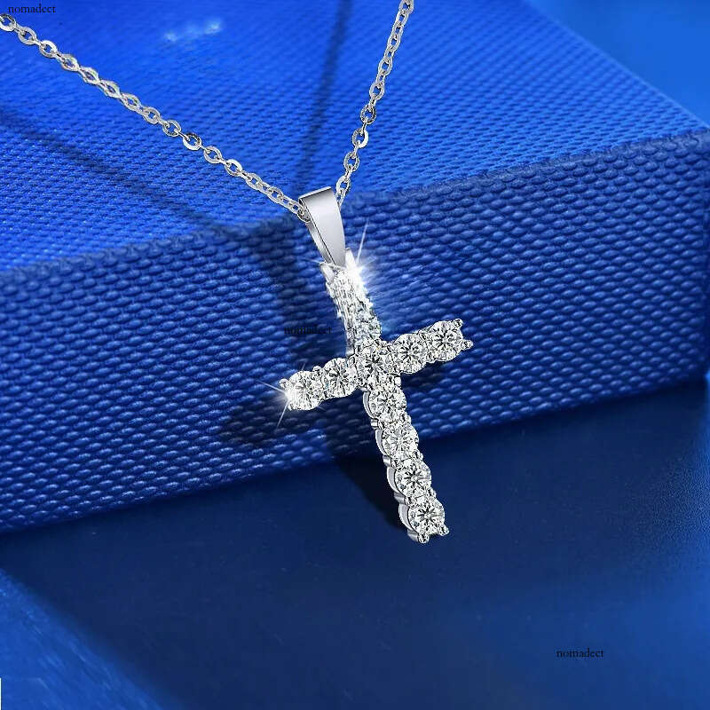 Moissanite Sterling Sier Cross Dia Necklace Pendant Female Cross-border Simple and Versatile