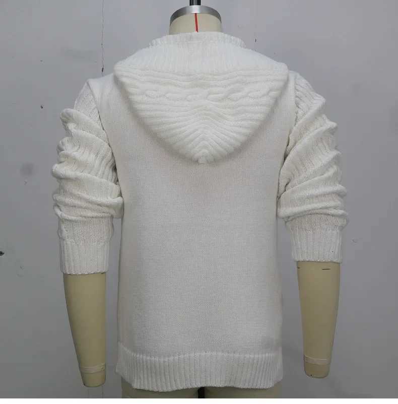 Men Cardigan Sweaters Hooded Coat Full Sleeve Solid Coats Casual Loose Outerwear Splice Open Stitch Autumn Winter 2024 XJ250805