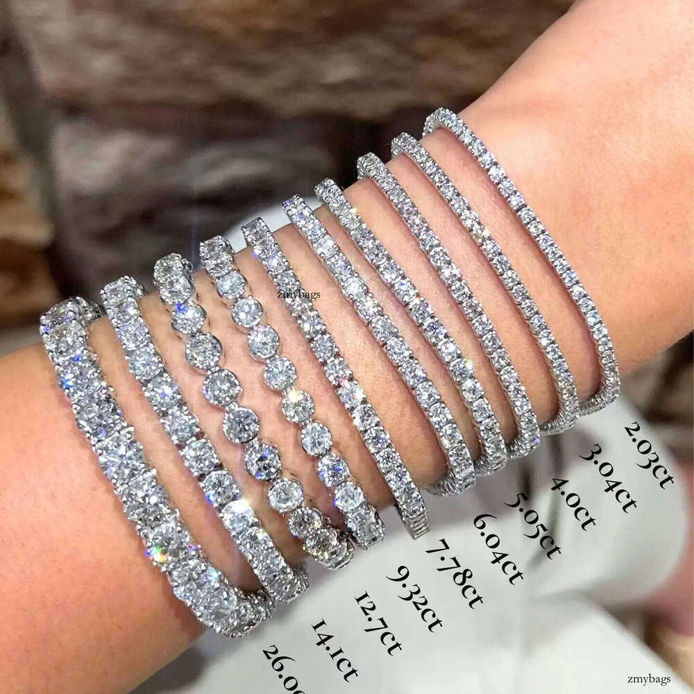 Stock Sales 6mm Tennis Chain S Sier T Gold Plated Shining Moissanite Bracelets
