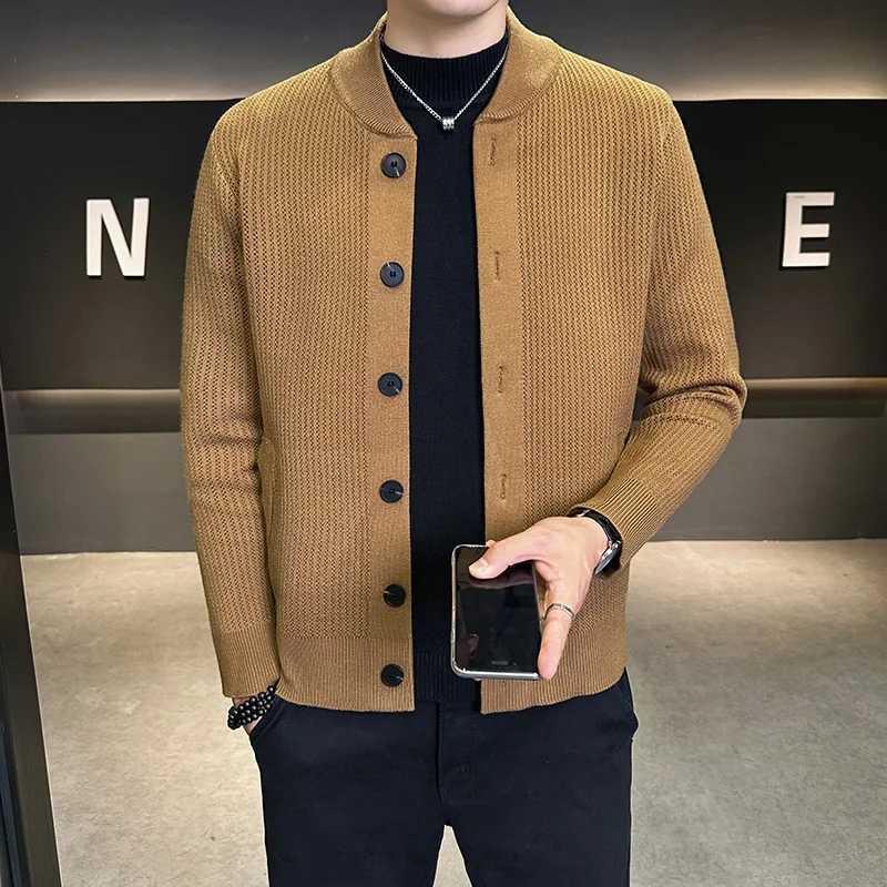 igh Quality Spring Autumn Knit Cardigan Men Solid Color Smart Casual Single Breasted Outwear Long Sleeve Knitted Sweater Coat XJ250805