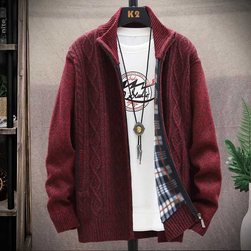 Autumn Winter Mens Warm Sweater Coat Zipper Cardigan Fleece Jacket Knit Original Knitwear Male Parka Y2K New in Clothing XJ250805