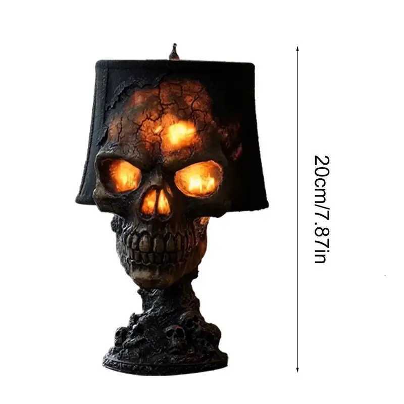 Gothic Table Lamp Halloween Skull Statue Desk Lamp Skeleton Halloween Decorations Ambient Lighting Night Light Desktop XJ250804