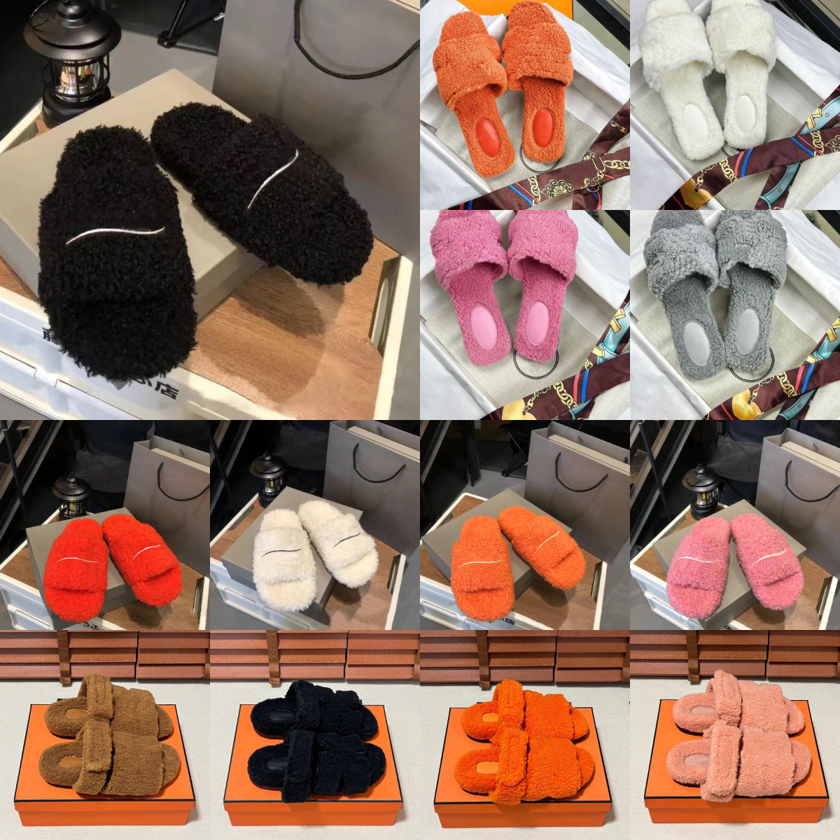 Size 35-46 Fur Slides Designer men women Slippers Ladies Wool Winter Fur Fluffy Furry Warm Letters Sandals Comfortable Fuzzy Girl Flip Flop Slipper booties