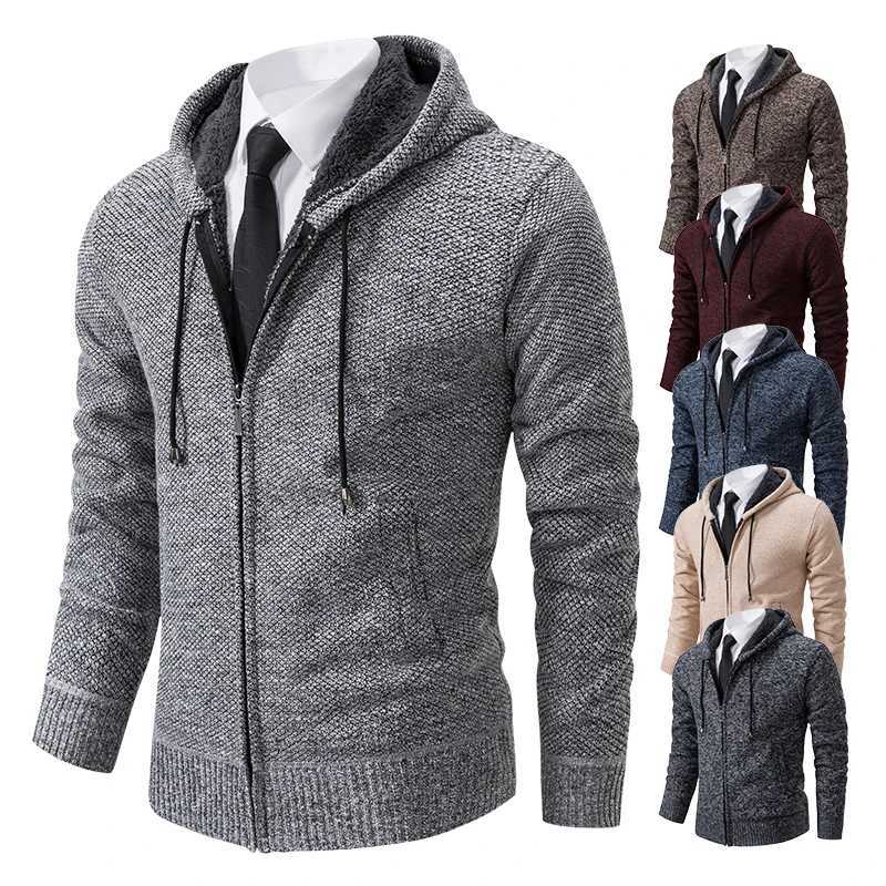 Mens Autumn Winter Sweater Hoodies Fleece Cardigan Zip Jacket Knitting Cardigans Fashion Casual Slim Fit Korean Mens Top Clothes XJ250805