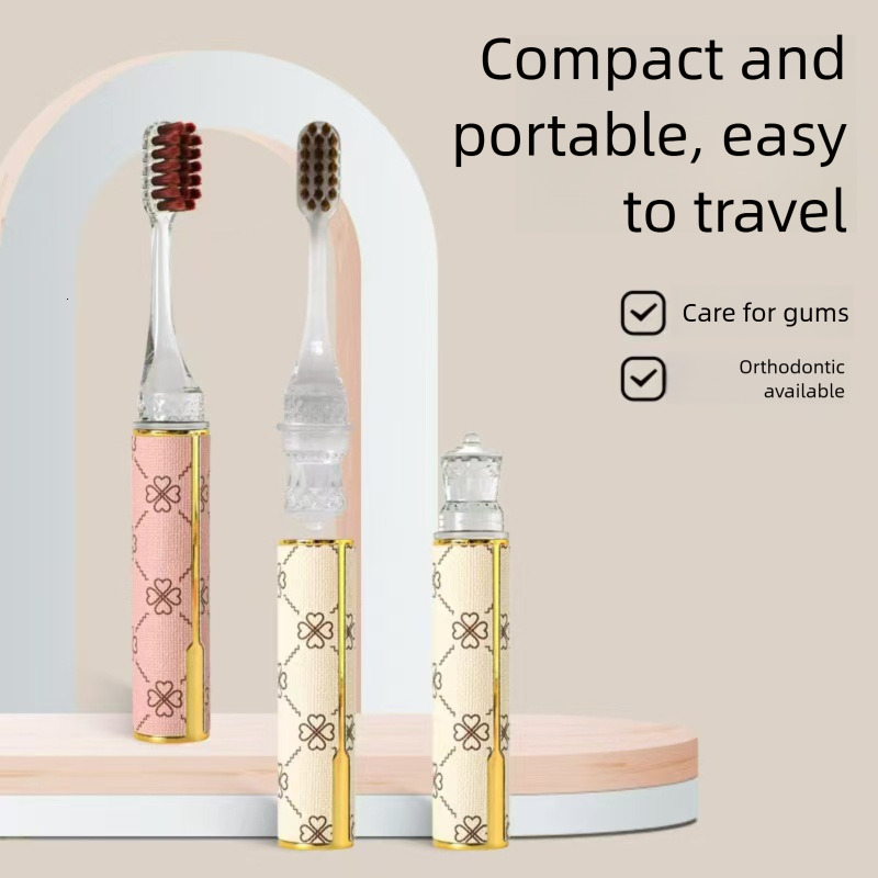 Han Bing Orthodontic TikTok Lipstick Style Portable Adult Soft Bristle Toothbrush Foldable Travel Detachable