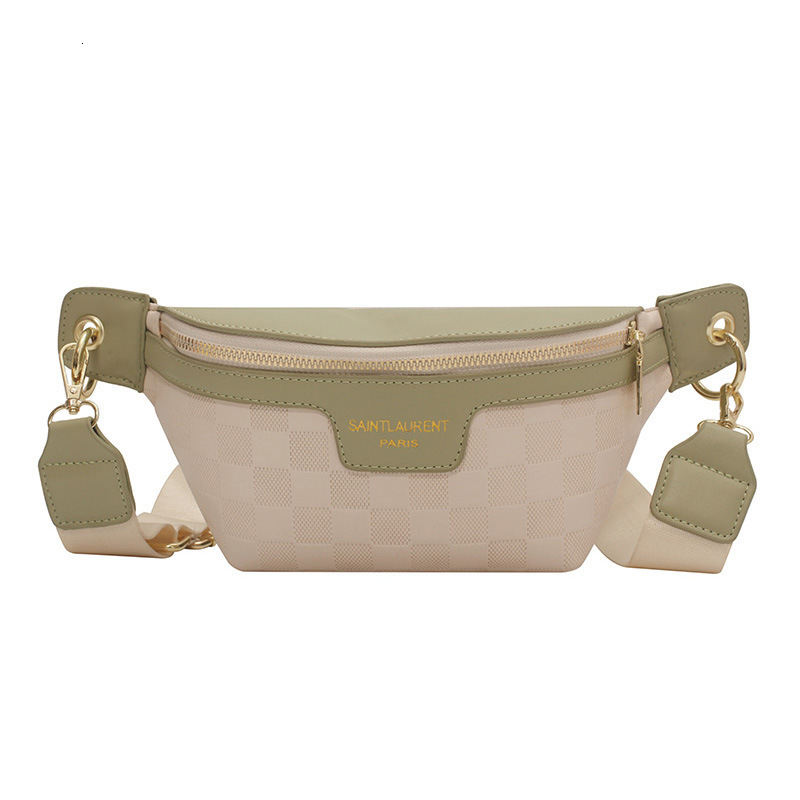 Textured Small Bag For Women Waist Bags 2025 Fashion Wide Shoulder Strap Crossbody Bag Internet Celebrity Versatile Small Chest Bag Plaid Dumpling Bag