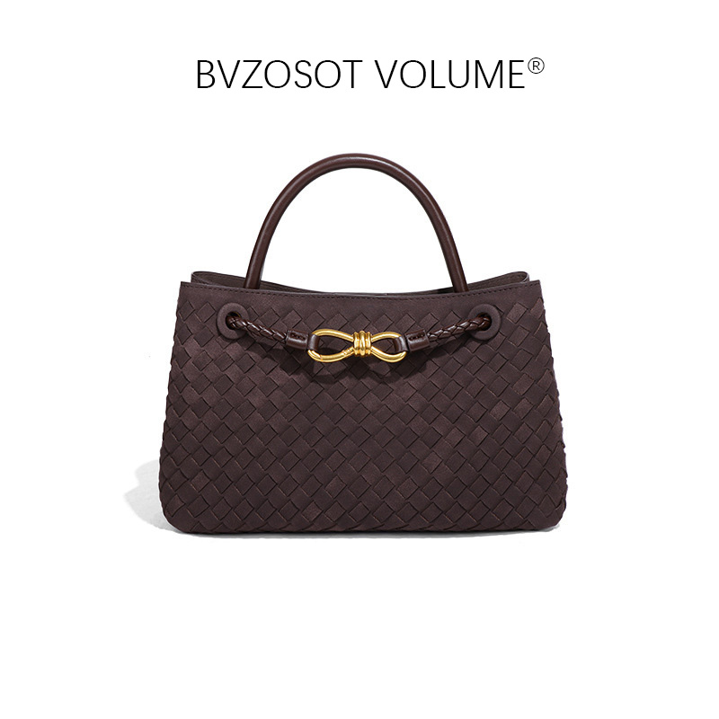 BVZOSOT VOLUME BVZOSOT VOLUME new European and American Fashion Matte Women's Handmade Braided Soft Leather Tote Bag Bucket Bag Handheld Single -