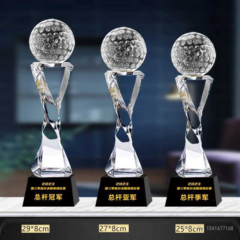 Customized High-end Golf Crystal Trophy Souvenir Home Decoration Creative Metal Commemorative Total Net Rod One Hole Award 1 Piece Y250725