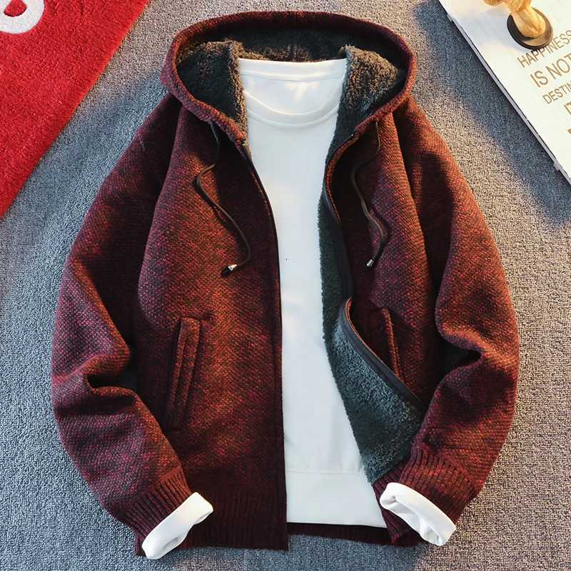Mens Fleece Warm Knit Sweater Cardigan Hooded Jackets Fleece Warm Casual Jackets Autumn Winter Sweaters Coats XJ250805