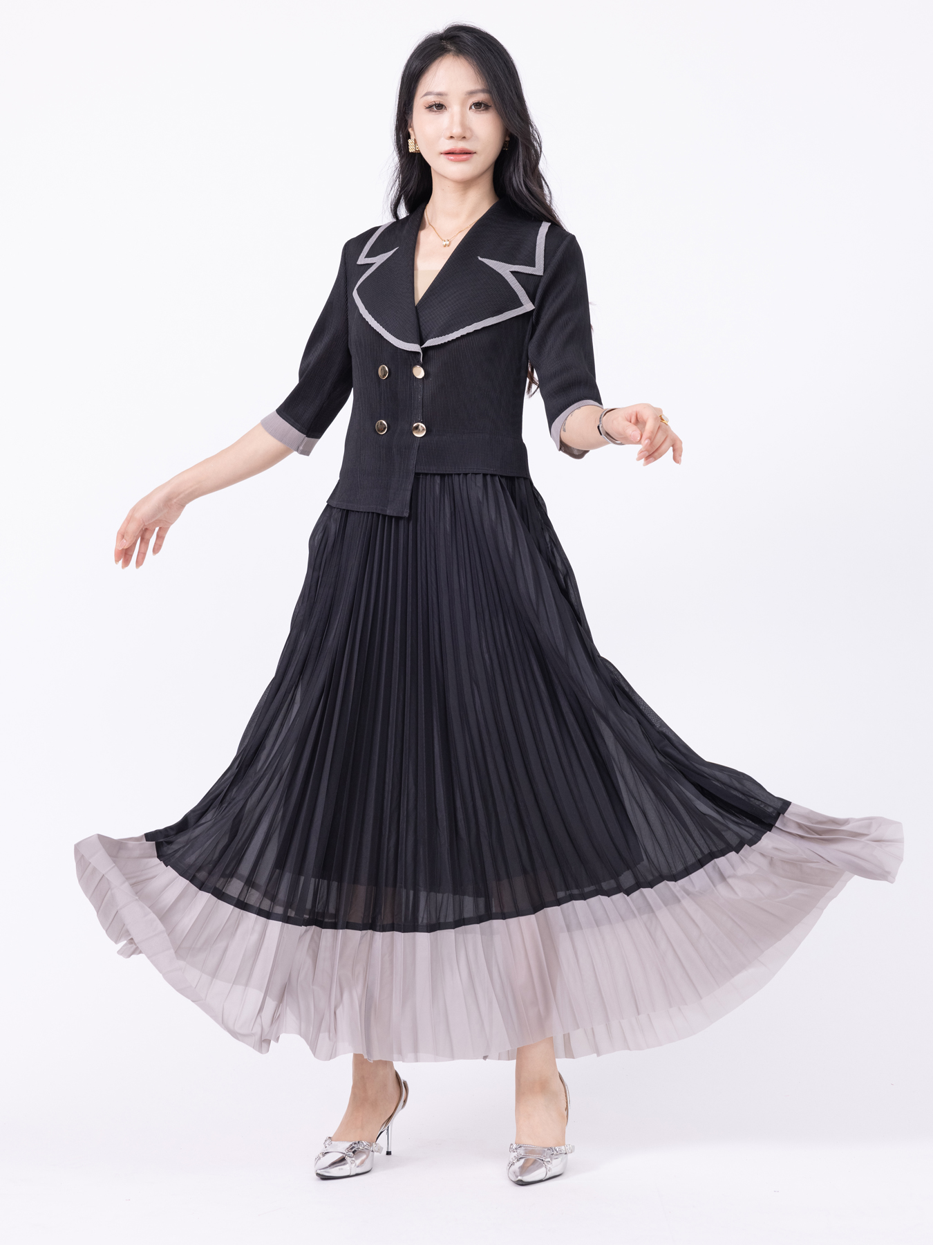 Dresses Basic & Casual Dresses Two fake dresses in contrasting colors H250323