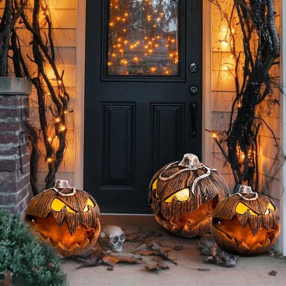 Halloween Sound Pumpkin Head Lighting Unique LED Devil Pumpkin Lantern Halloween Evil Pumpkin Lamp Halloween Party DecorationXJ250804