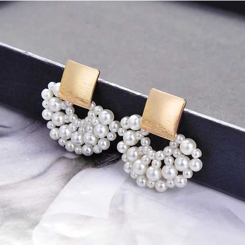 2023 New Simulated Pearl Stud Earrings Women Bohemian Geometric Earrings Wedding Jewelry Korean Earrings Y250804