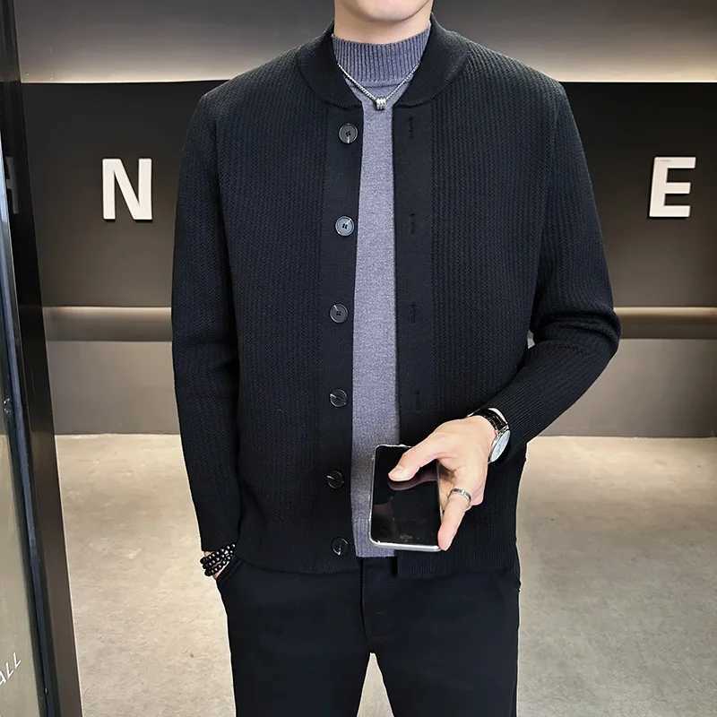 igh Quality Spring Autumn Knit Cardigan Men Solid Color Smart Casual Single Breasted Outwear Long Sleeve Knitted Sweater Coat XJ250805