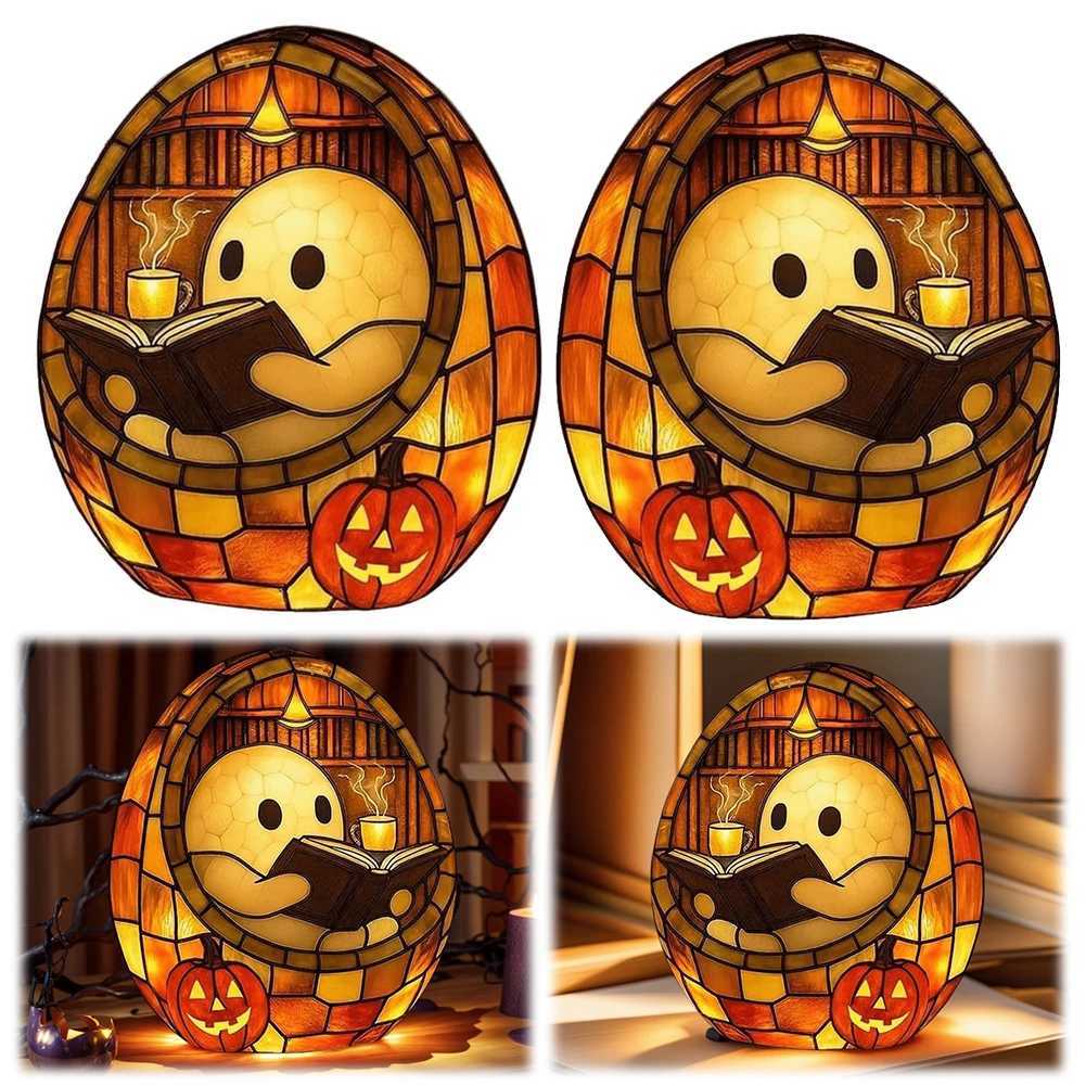 Ghost Reading Book Lamp Halloween Retro Bookish Aesthetic Lamp Halloween Readers Bookish Aesthetic Light Halloween Decor XJ250804