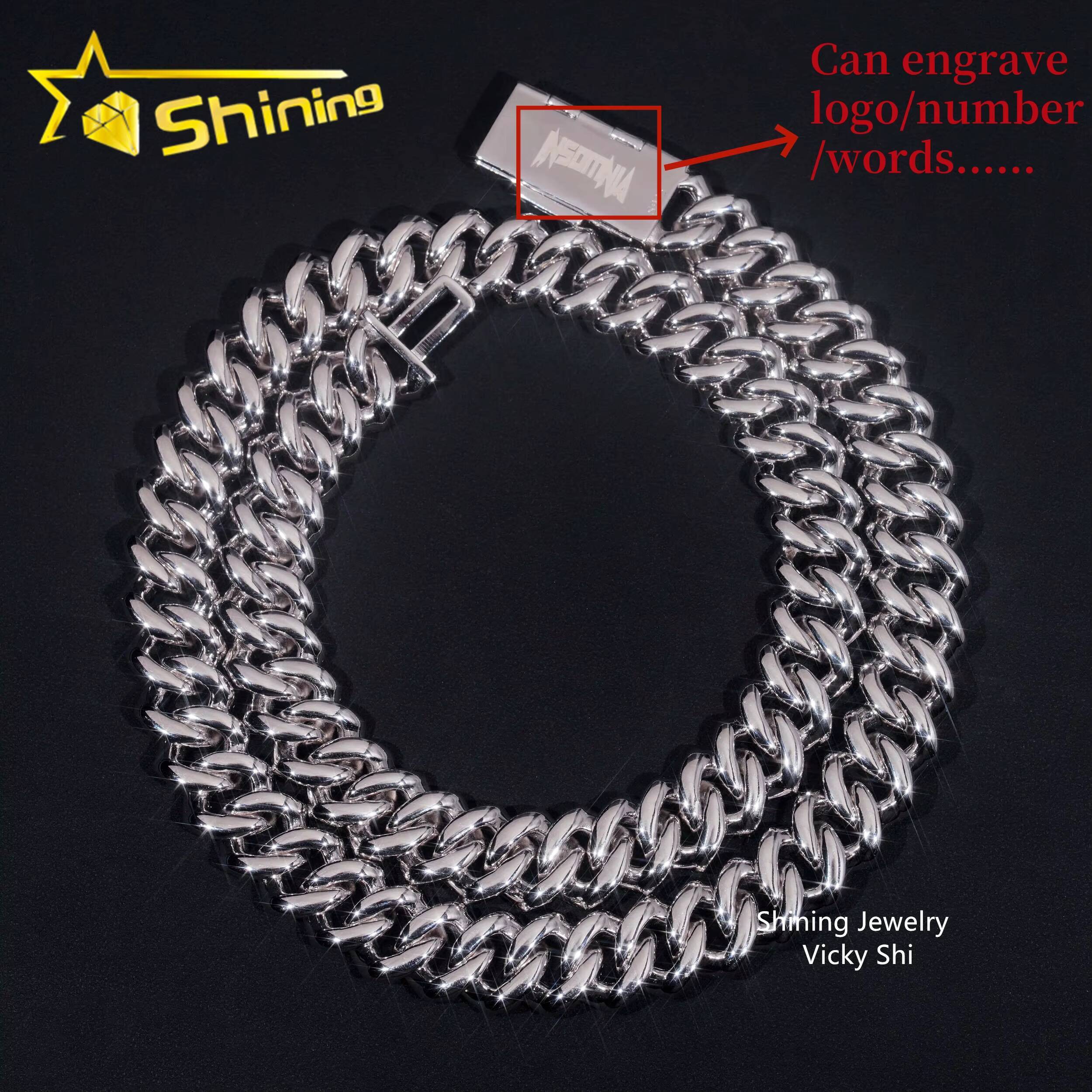 Hip Hop Jewelry 16mm 3Rows Man Iced Out Cuban Necklace 925 Solid Silver VVS1 Moissanite Diamond Custom Miami Cuban Link