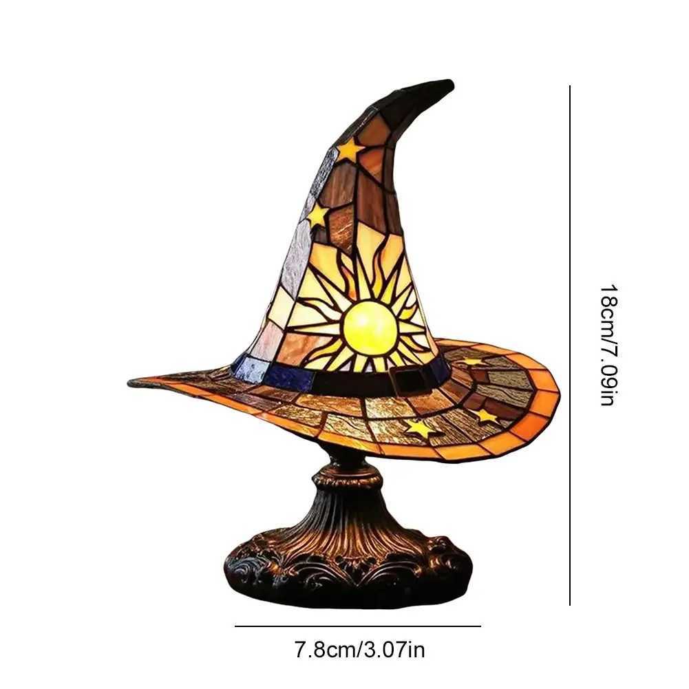 Stained Glass Witch Hat Lamp LED Creative Table Lamp USB Powered Night Light for Living Room Home Bedroom Decoration XJ250804