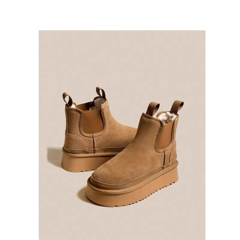 Women's snow boots new thick - soled fleece - lined thickened short - tube height - increasing cotton shoes chimney - style boots for winter new