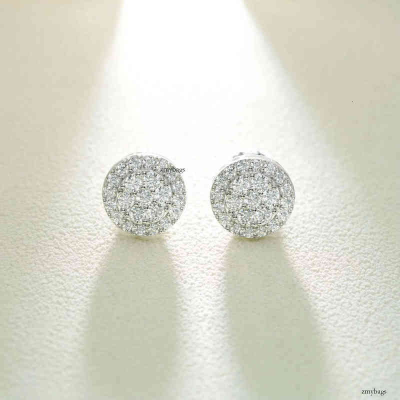 Round cluster s sterling sier gold plated micro pave studs screw back women men vvs dia moissanite earring stud