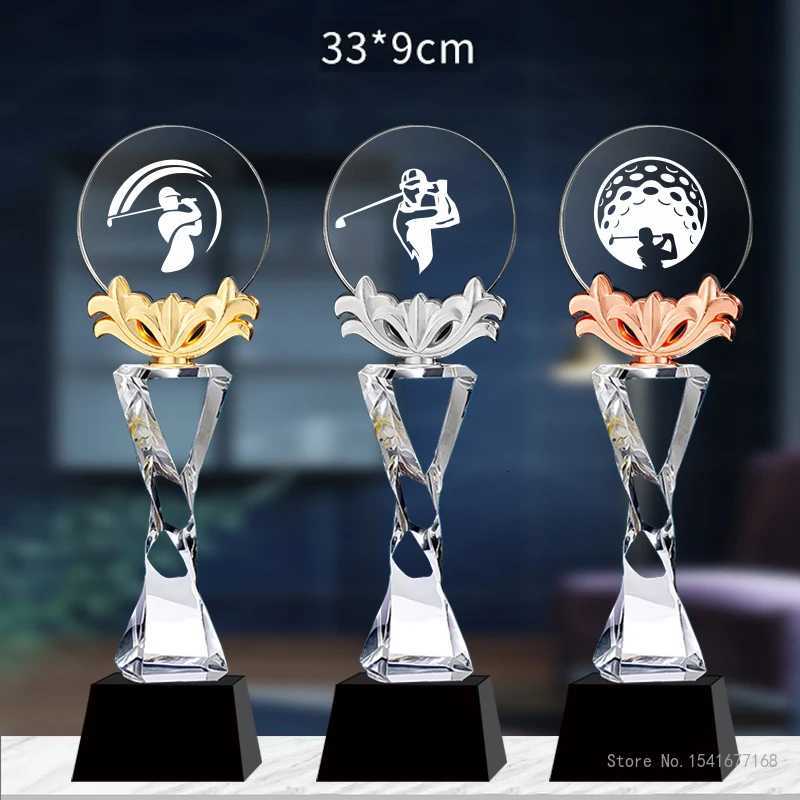 Customized High-end Golf Crystal Trophy Souvenir Home Decoration Creative Metal Commemorative Total Net Rod One Hole Award 1 Piece Y250725