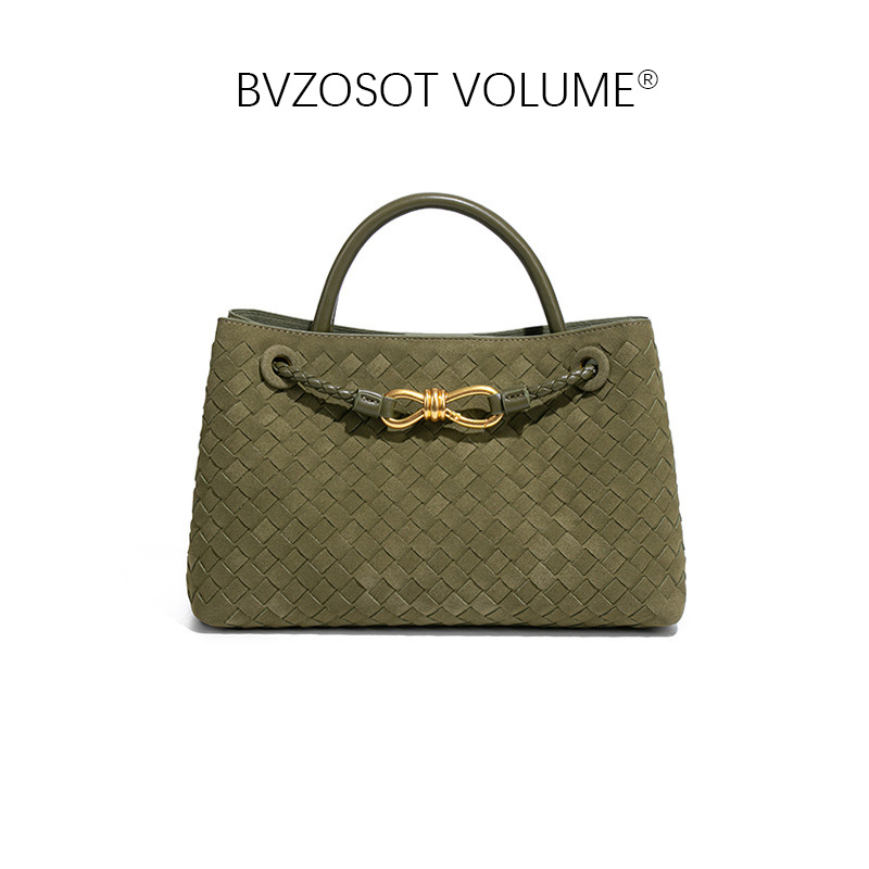 BVZOSOT VOLUME BVZOSOT VOLUME new European and American Fashion Matte Women's Handmade Braided Soft Leather Tote Bag Bucket Bag Handheld Single -