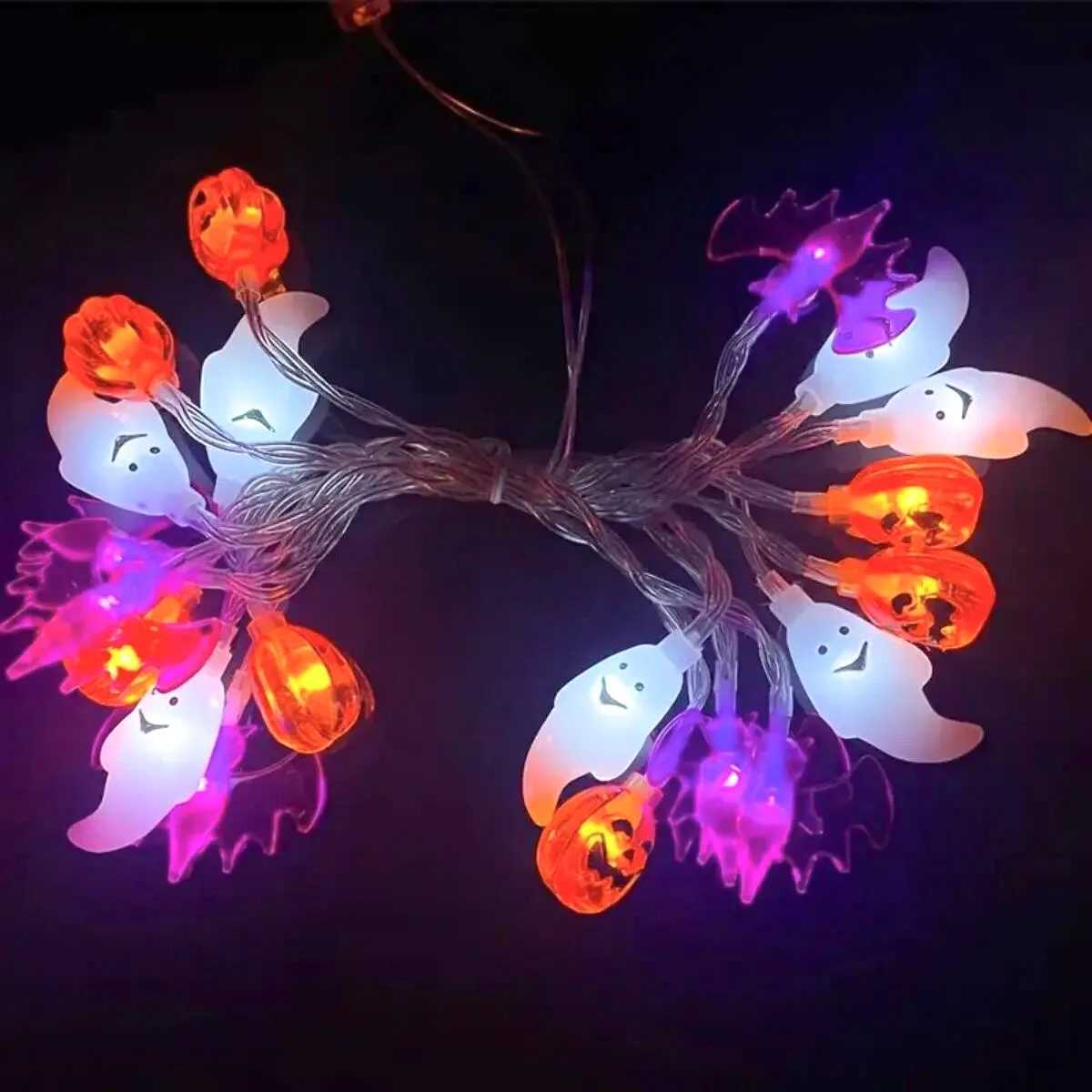 Halloween LED Light String Ghost Bat Pumpkin Three-in-One Light String Holiday Decoration Colorful Lights Full of Atmosphere XJ250804